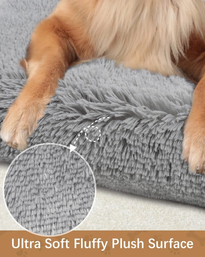 Dog Crate Pad Ultra Soft Dog Bed Mat Washable Pet Kennel Bed with Non-Slip Bottom Fluffy Plush Sleeping Mat for Large Medium Small Dogs, 41 x 27 Inch