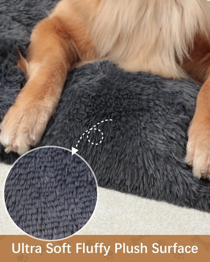 Dog Crate Pad Ultra Soft Dog Bed Mat Washable Pet Kennel Bed with Non-Slip Bottom Fluffy Plush Sleeping Mat for Large Medium Small Dogs, 41 x 27 Inch