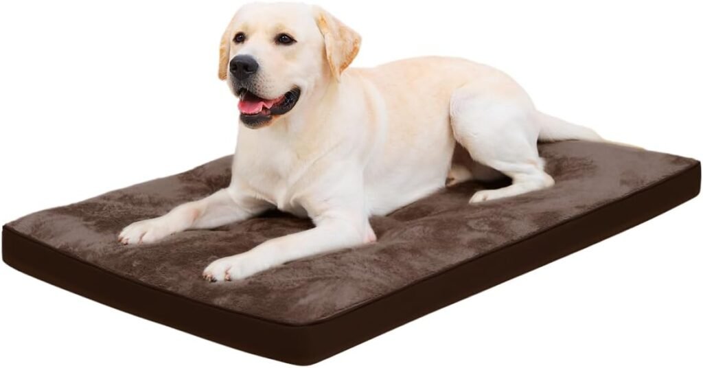 Dog Bed for Crate Washable Dog Beds Large Sized Dog Plush Dog Kennel Pad Pet Sleeping Mat with Anti-Slip Bottom, 35x22 Inch, Grey